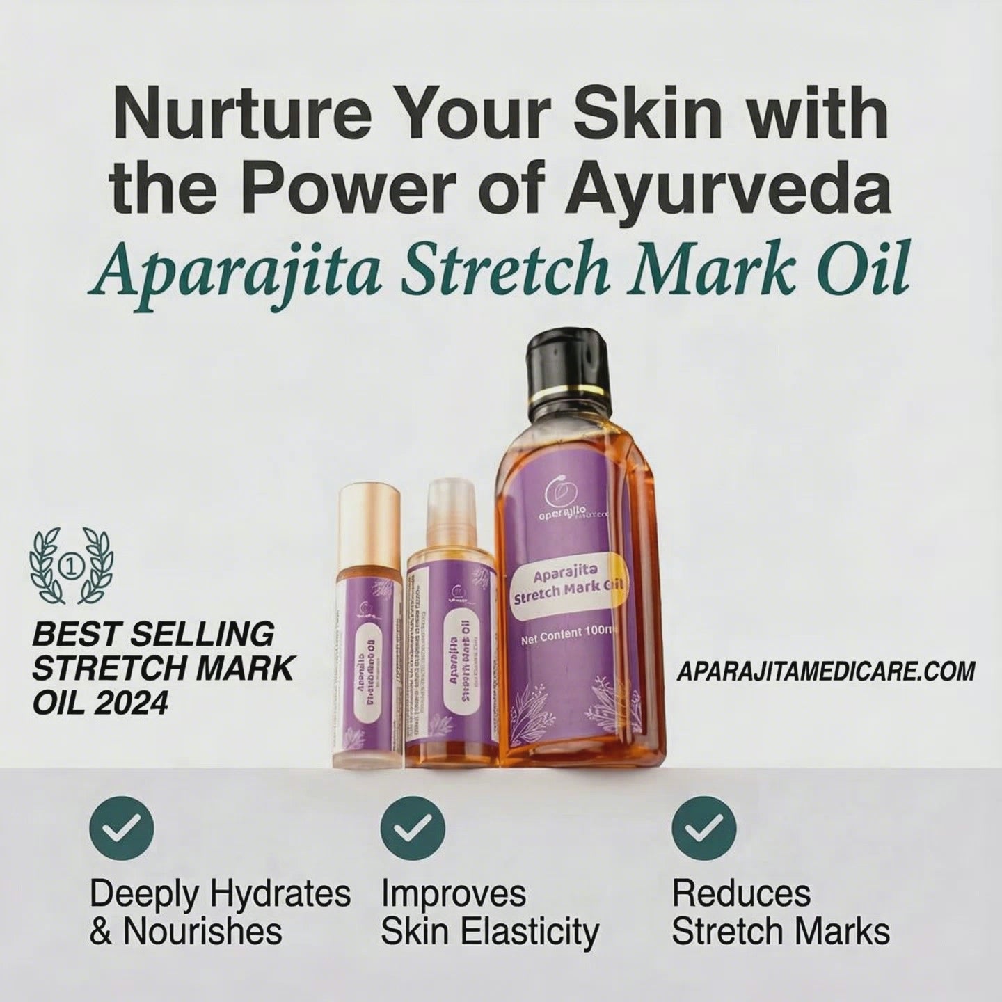 Aparajita Stretchmark Oil - Natural Oil to Reduce Stretch Marks & Improve Skin Elasticity